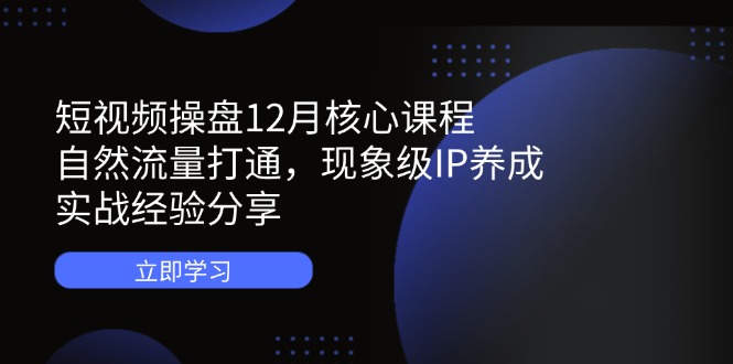 短视频操盘12月核心课程：自然流量打通，现象级IP养成，实战经验分享-Zv头条