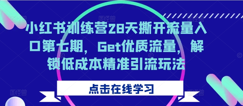 小红书训练营28天撕开流量入口第七期，Get优质流量，解锁低成本精准引流玩法-Zv头条